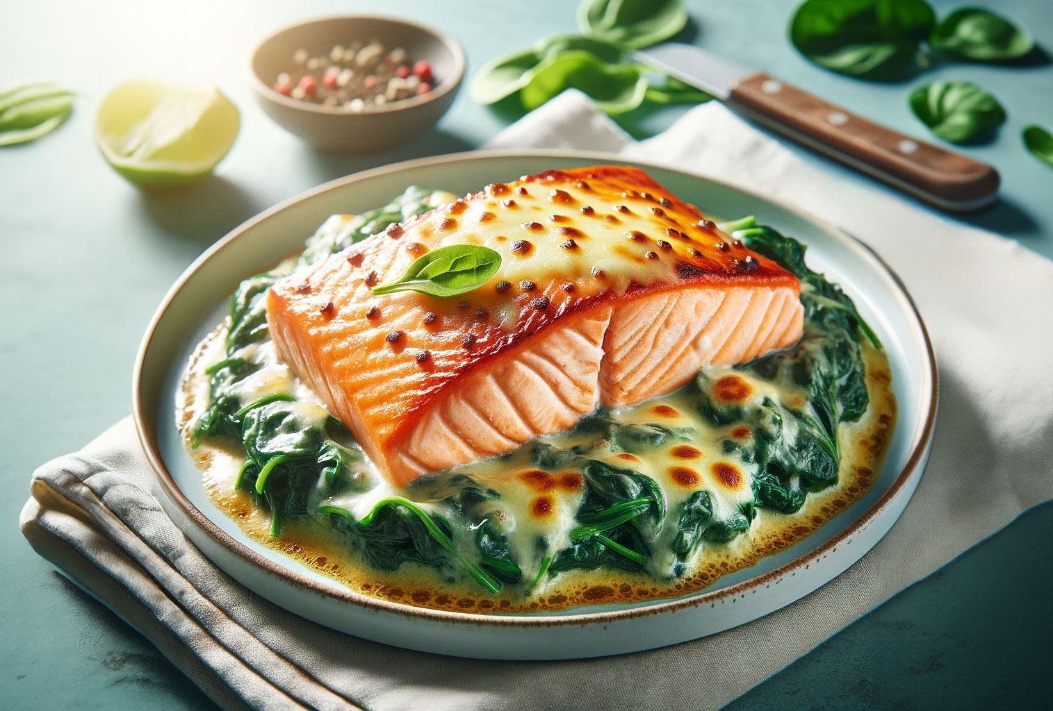 Bild eines Lachs Spinat Auflaufs