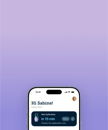 iPhone with fabel App showing the dashboard with a therapy section