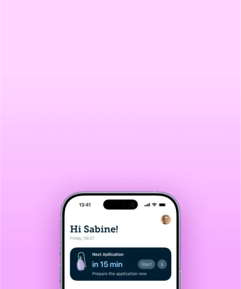 iPhone with fabel App showing the dashboard with a therapy section