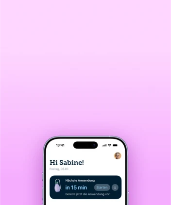 iPhone with fabel App showing the dashboard with a therapy section