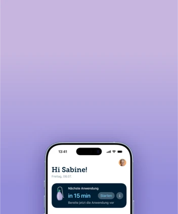 iPhone with fabel App showing the dashboard with a therapy section