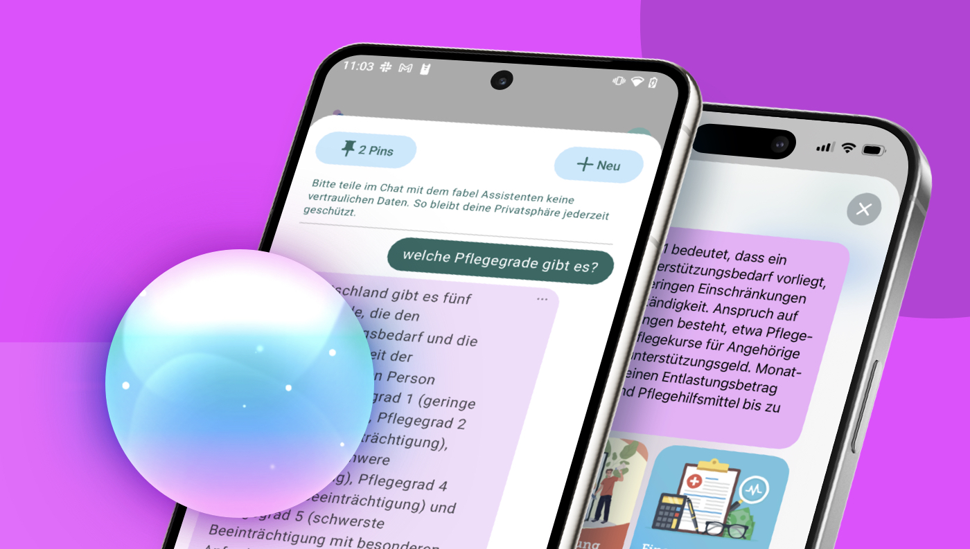 Bild der Chat Ansicht des fabel Assistenten.